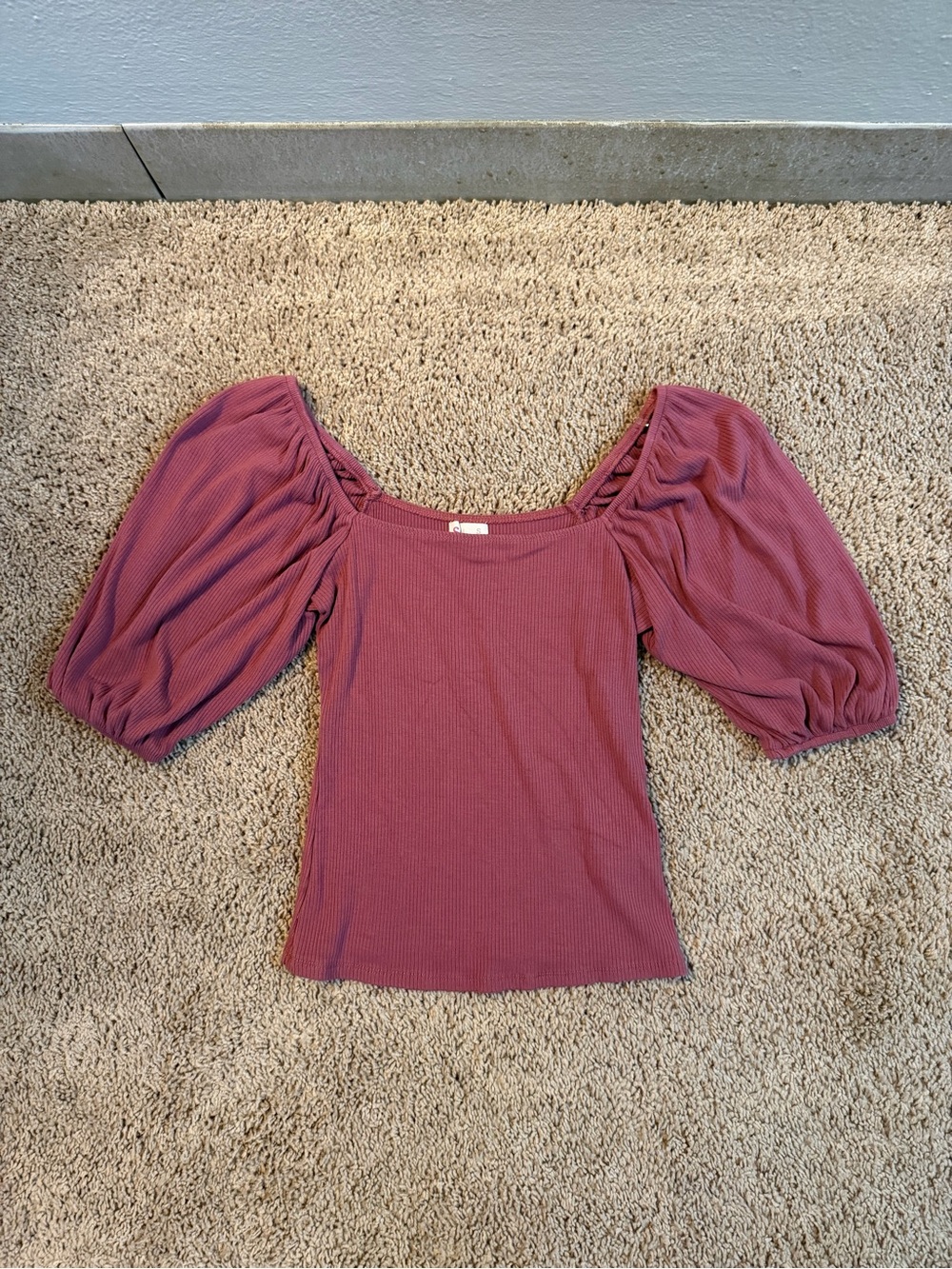SO Puff Sleeve Square Neck Top - Mauve Pink